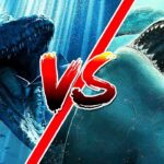 メガロドンVSモササウルス。二頭の巨獣たちの闘いで勝つのは？