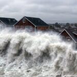 カメラが捉えた巨大波 嵐の中の船、人、家屋